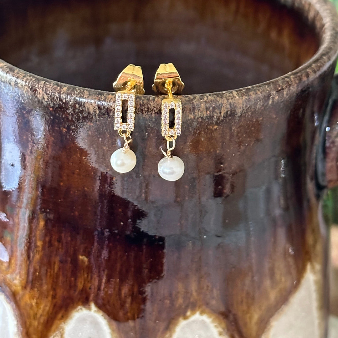 Jolene | Jena Rectangle Pearl Earrings