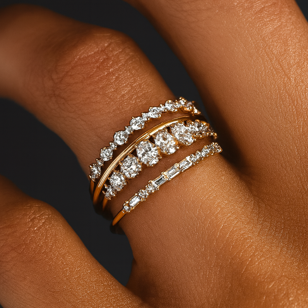 Lucia | Vintage Golden Zirconia Ring Set