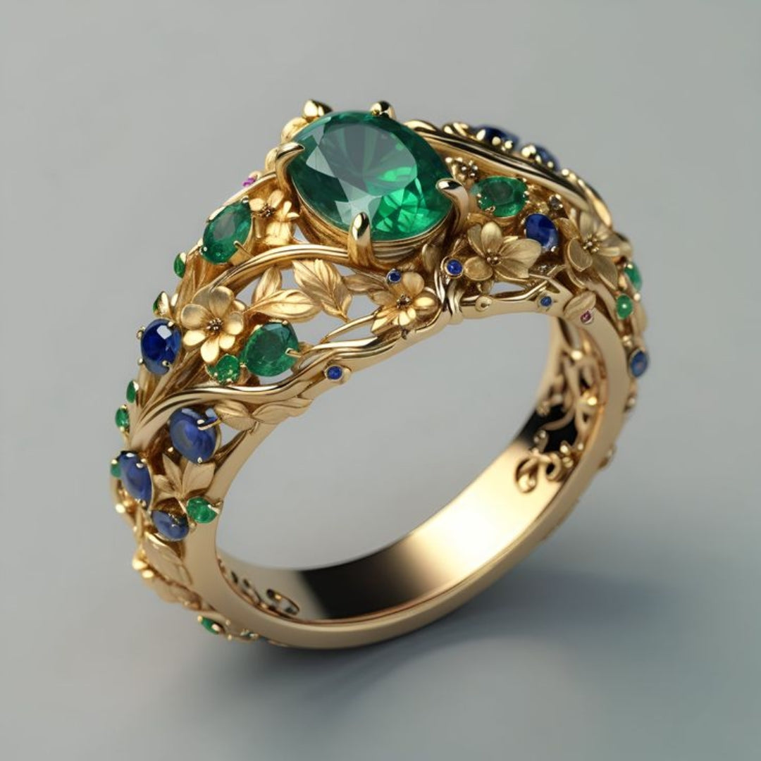 Capri | Exclusive Luxe Emerald & Sapphire Ring