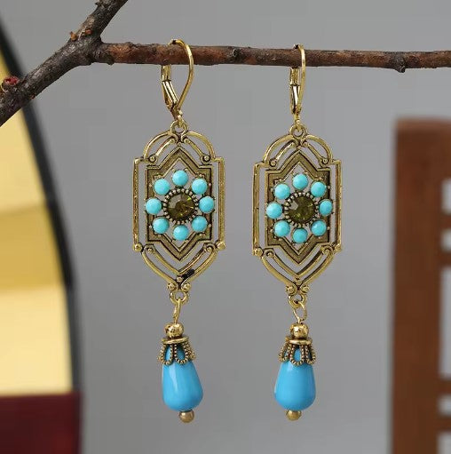 Amani | Regal Pearl Blue Waterdrop Stone Earrings