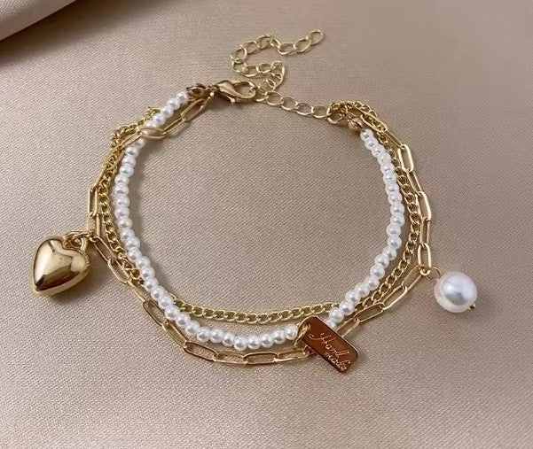 Giana | Vintage Charm Double Layer Pearl Bracelet