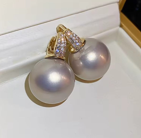 Adley | Elegant Crystal Pearl Ball Earrings