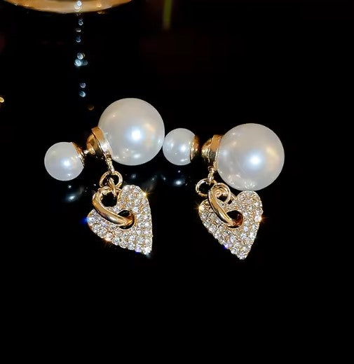 Remington | Vintage Inlaid Rhinestone Long Pearl Earrings