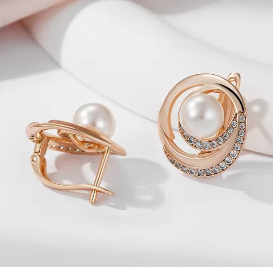 Andie | Pearl Drop Rose Gold Earrings