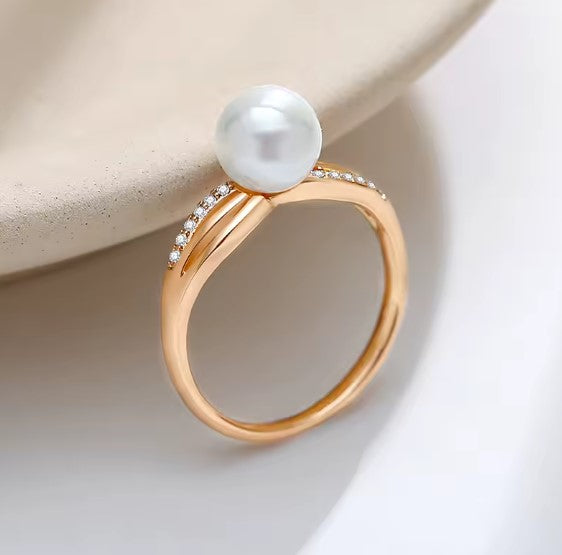 Danielle | Fine Pearl Natural Zircon Rose Gold Ring