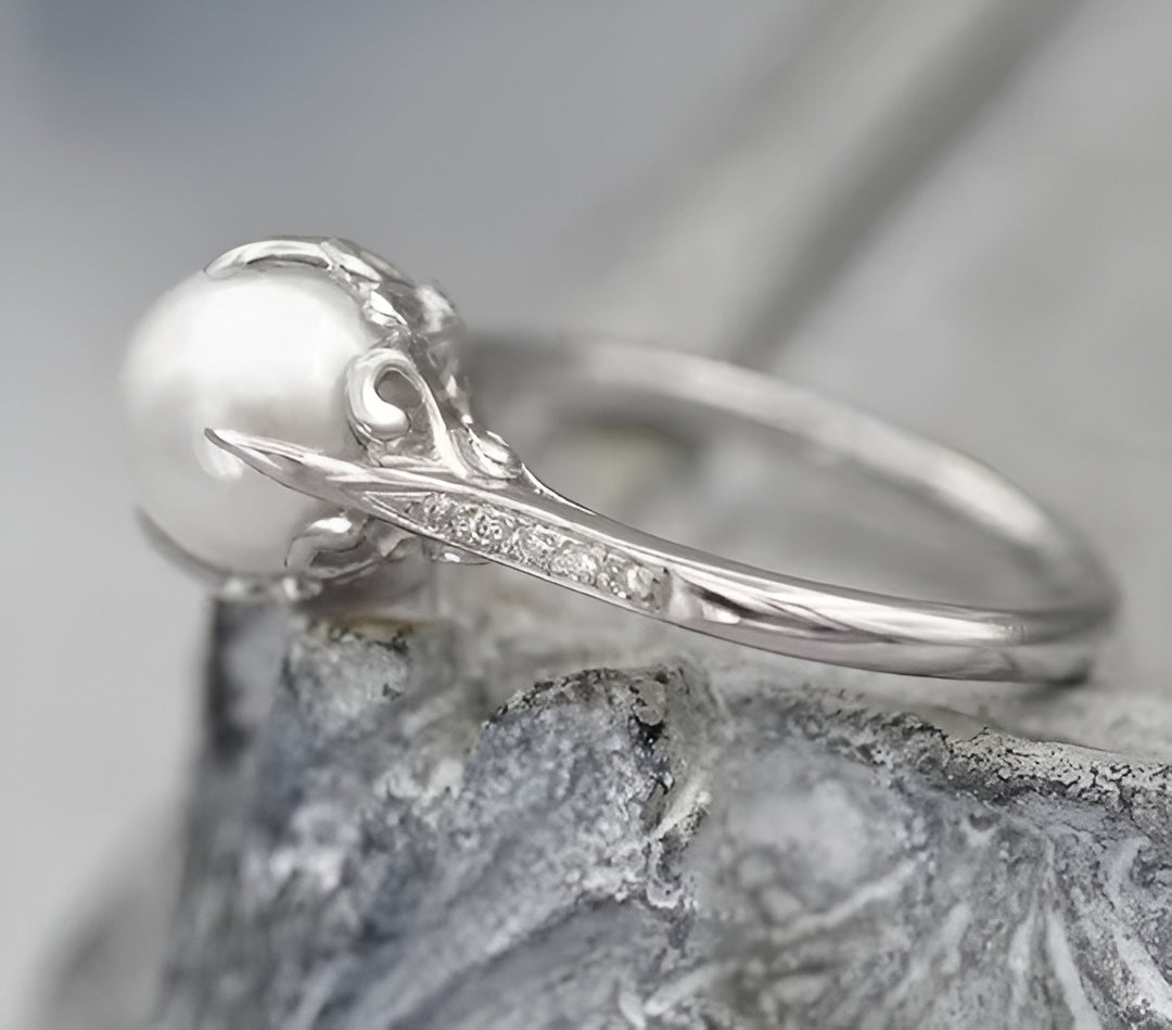 Joelle | Exquisite Crystal Pearl Silver Ring