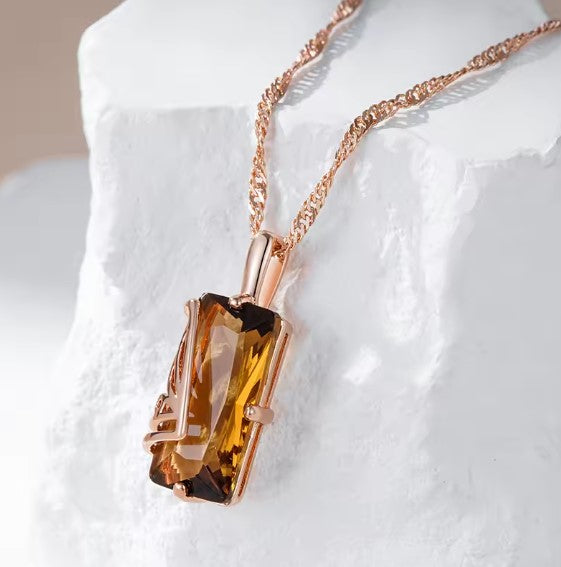 Tilly | Light Brown Natural Zircon Pendant Necklace
