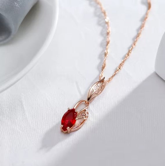 Melody | Luxury Red Natural Zircon Necklace