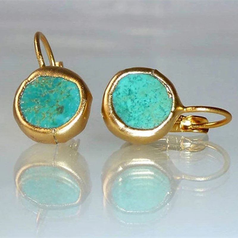 Emily | Turquoise Stone Gold Earrings