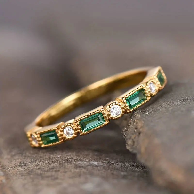 Lillian | Vintage Green Zirconia Gold Ring
