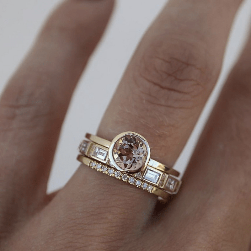 Adeline | Inlaid Crystal Gold Ring Set