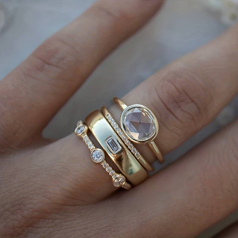 Kamryn | Lily - Gold & Zirconia Ring Set