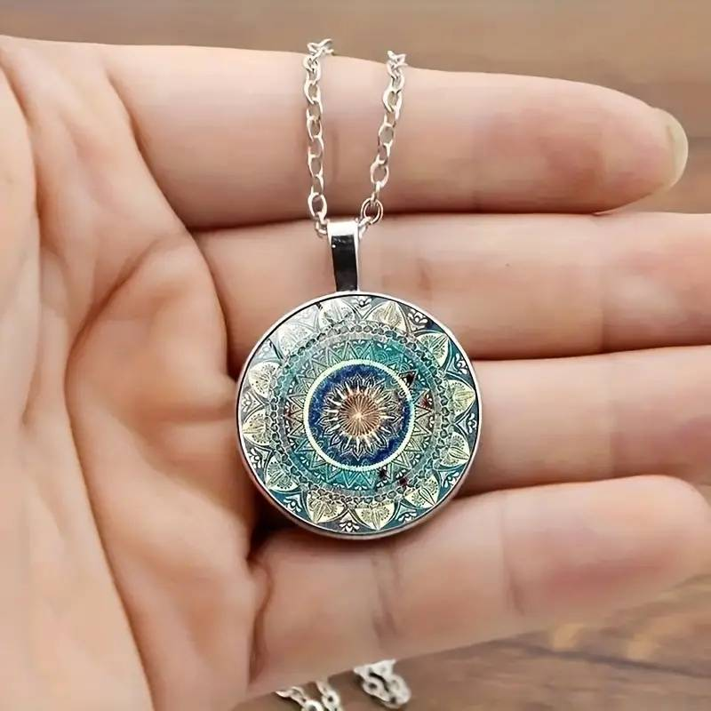 Clementine | Vintage Rounded Blue Mandala Necklace