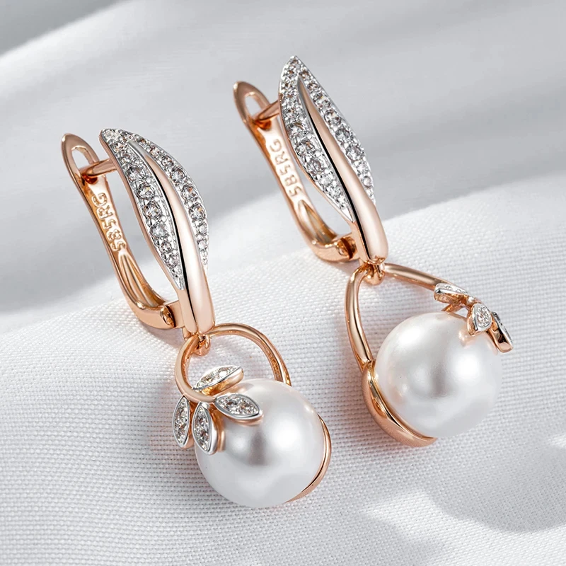 Emi | Elegant Pearl Zirconia Earrings