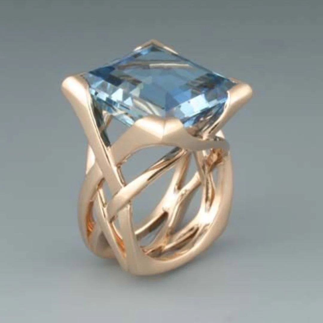 Corinne | Vintage Rose Gold Blue Zirconia Ring