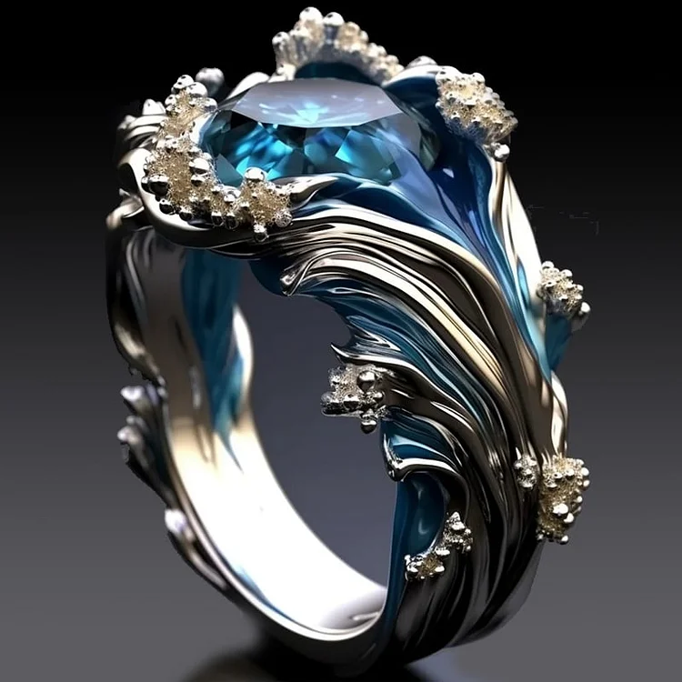 Cora | Vintage Ocean Wavy Crystal Ring