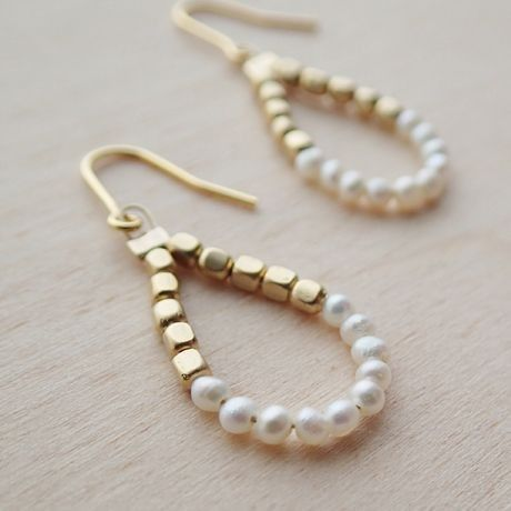 Maisy | Vintage Pearl & Golden Beads Earrings