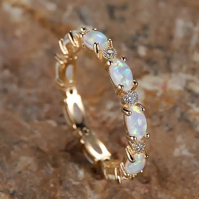 Amirah | Vintage Gold Opal Eternity Ring