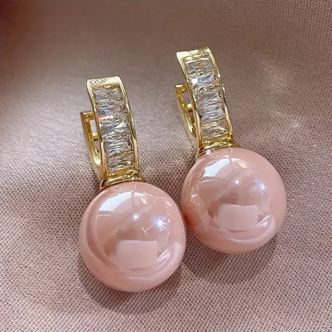 Kaiya | Pink Pearl Zirconia Gold Earrings