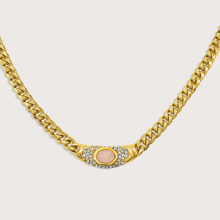Lola | Necklace in Gold Rose Quartz