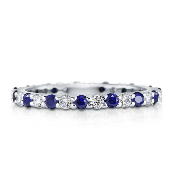 Emmeline | White & Blue Sapphire Eternity Wedding Band For Women