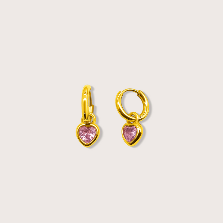 Raina | Heart Drop Earrings (Pink)