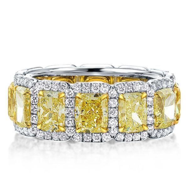 Ada | Yellow Golden Prong Cushion Cut Wedding Band For Women