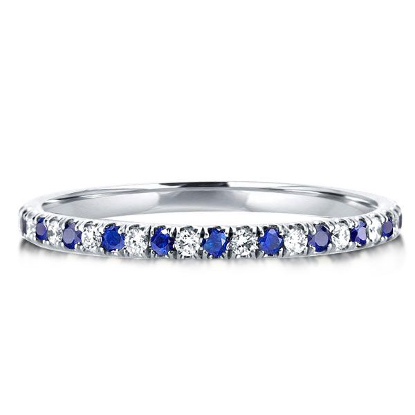Yaretzi | Round Cut Bule & White Wedding Band For Women