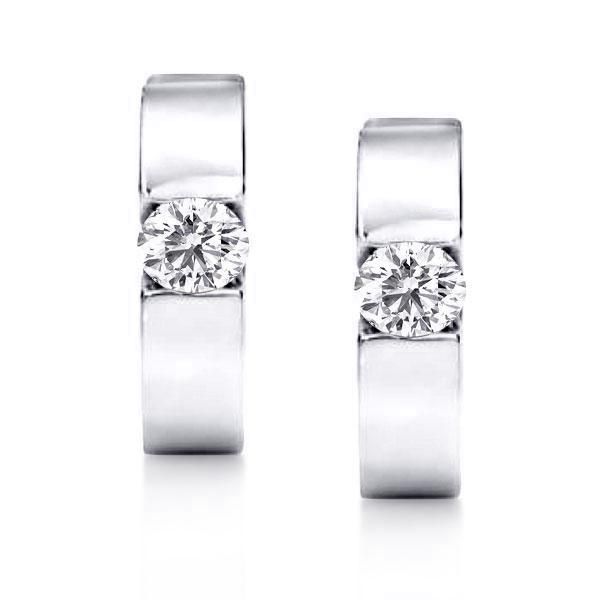 Ashlyn | Round Cut Single Stone Sterling Silver Hoop Earrings
