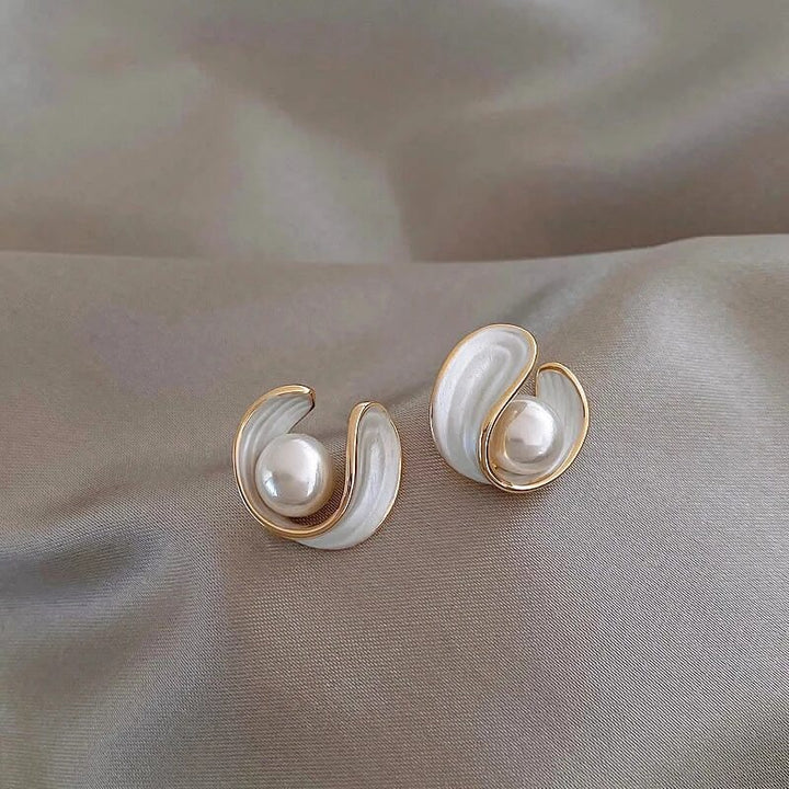 Sophia | White Opal & Pearl Gold Earrings