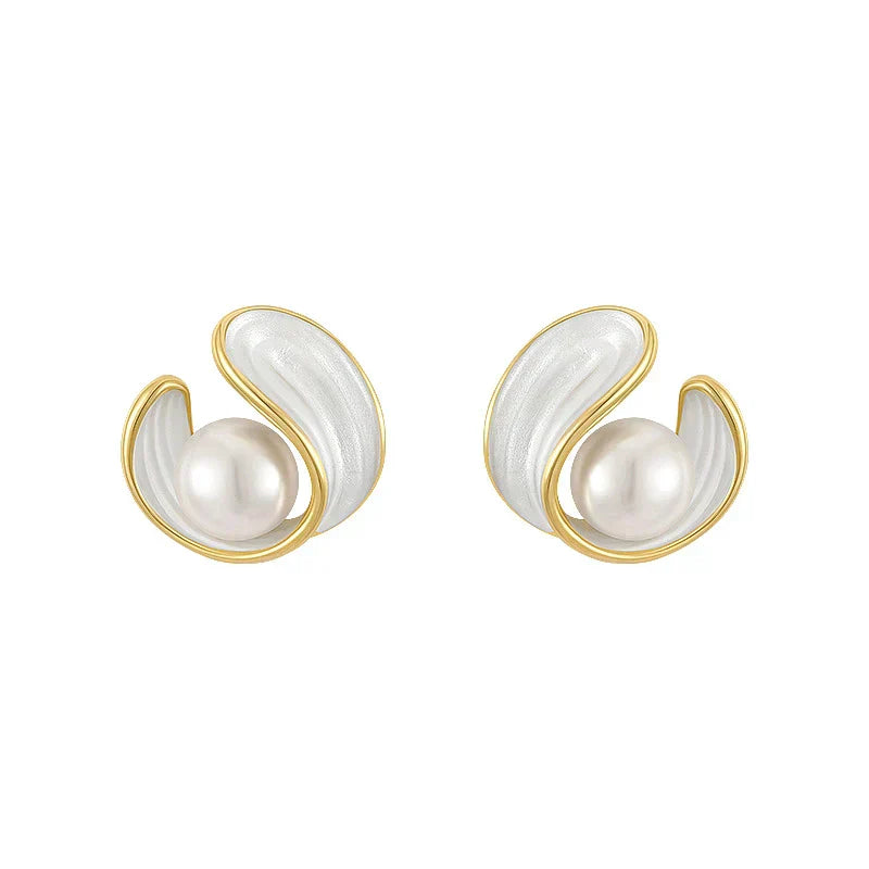 Jessica | Luxury White Opal Earrings with Pearls in Gold