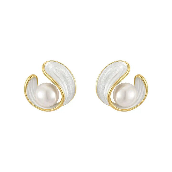 Jessica | Luxury White Opal Earrings with Pearls in Gold