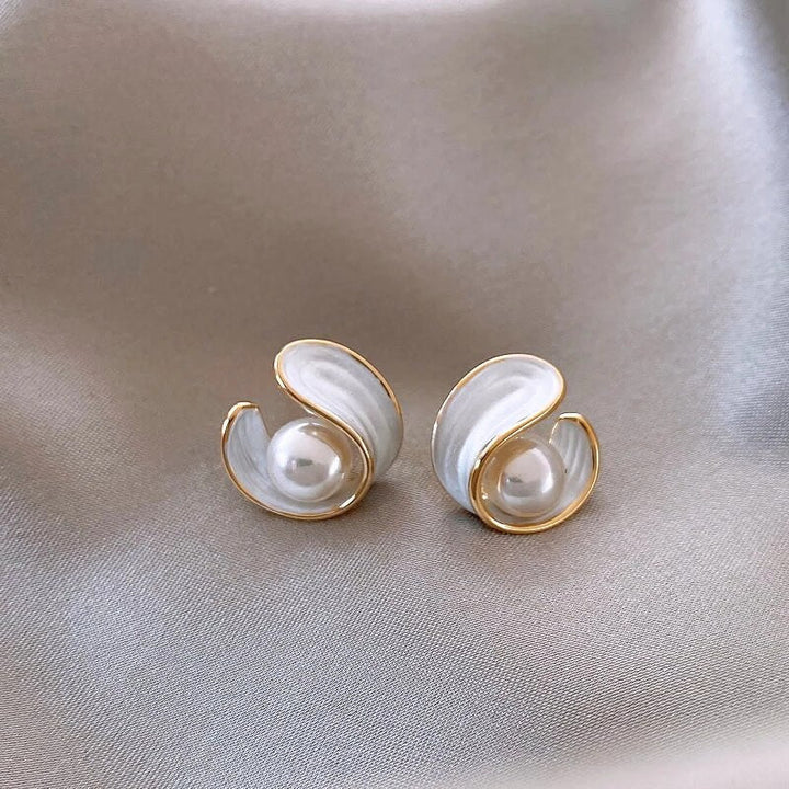 Jessica | Luxury White Opal Earrings with Pearls in Gold