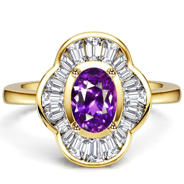 Harlee | Golden Oval Cut Amethyst Ring Halo Engagement Rings