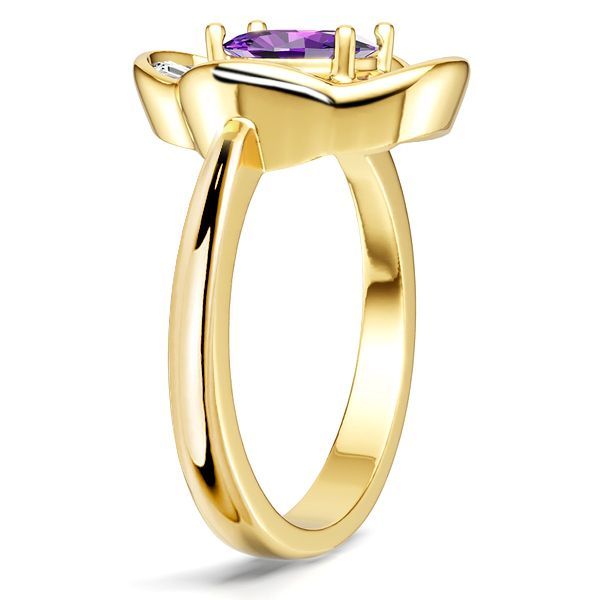 Harlee | Golden Oval Cut Amethyst Ring Halo Engagement Rings