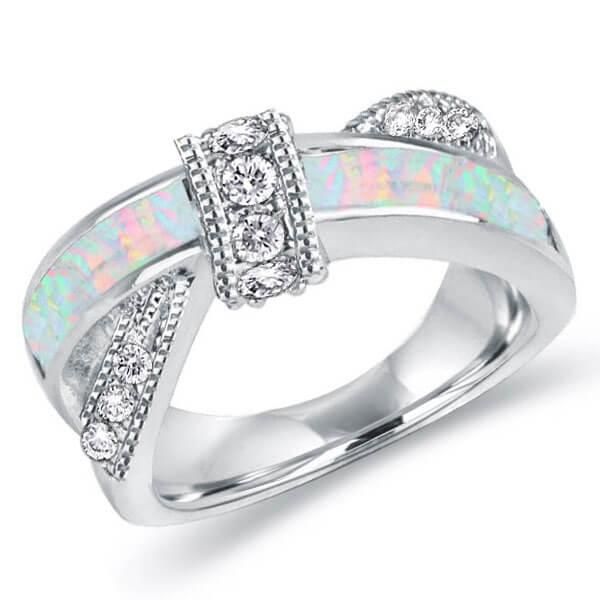 Alaiya | Knot Ring Opal Ring Unique Wedding Band For Women