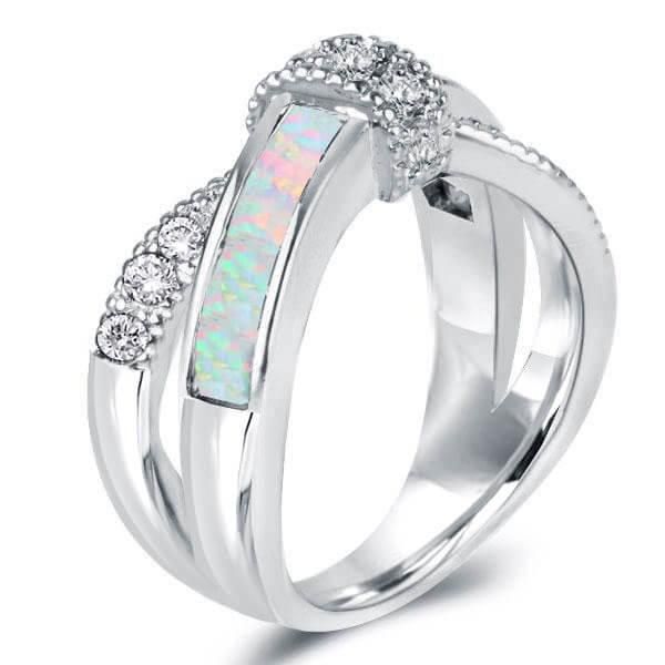Alaiya | Knot Ring Opal Ring Unique Wedding Band For Women