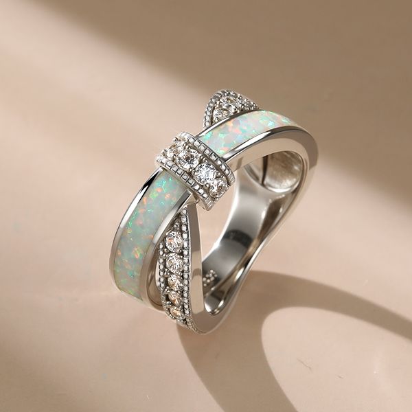 Alaiya | Knot Ring Opal Ring Unique Wedding Band For Women
