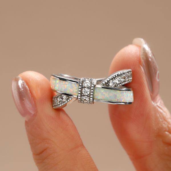 Alaiya | Knot Ring Opal Ring Unique Wedding Band For Women