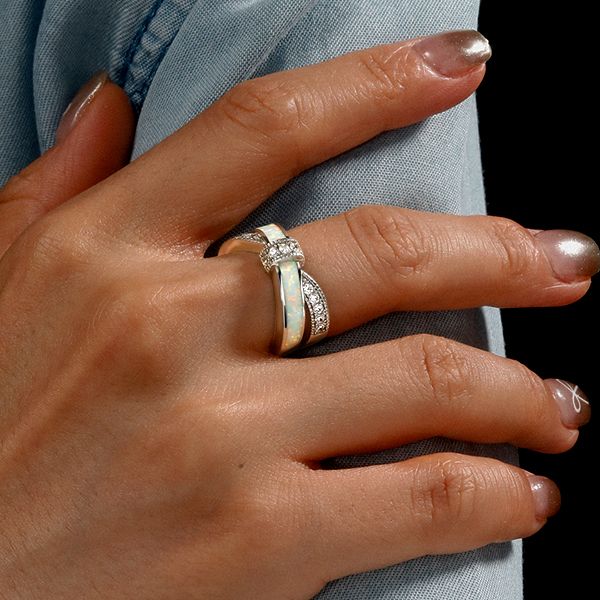 Alaiya | Knot Ring Opal Ring Unique Wedding Band For Women