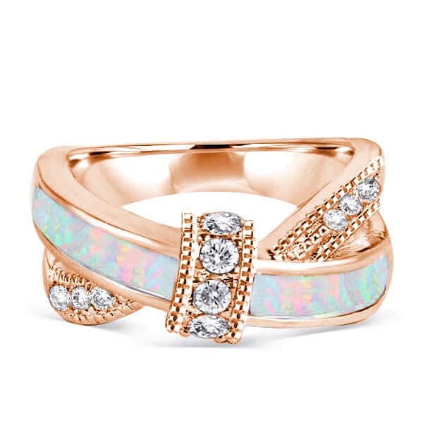 Alaiya | Knot Ring Opal Ring Unique Wedding Band For Women