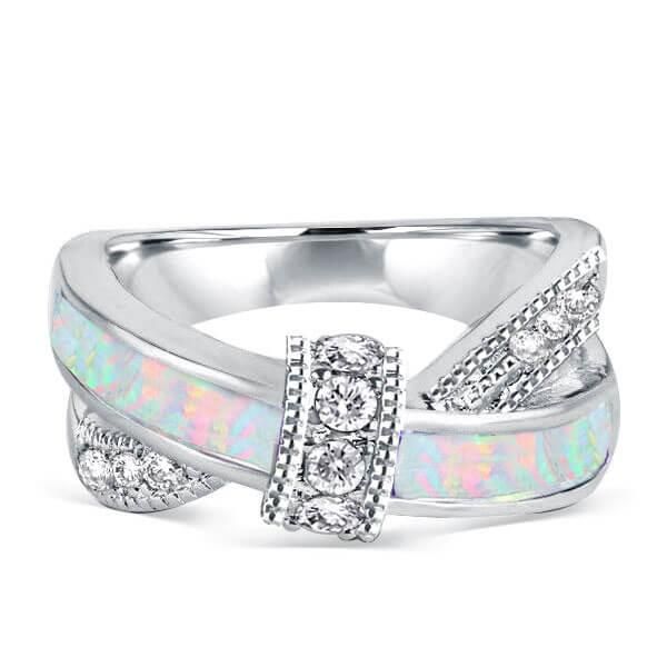 Alaiya | Knot Ring Opal Ring Unique Wedding Band For Women