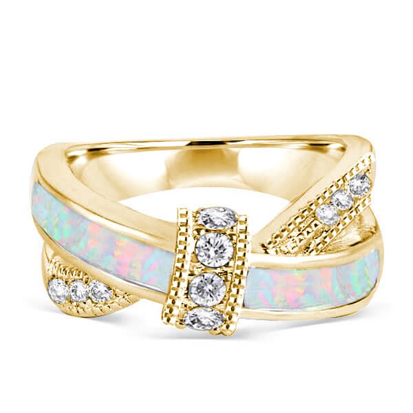 Alaiya | Knot Ring Opal Ring Unique Wedding Band For Women