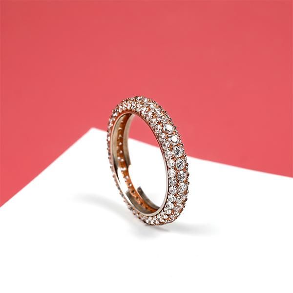 Susan | Rose Gold Eternity Created White Sapphire Wedding Band