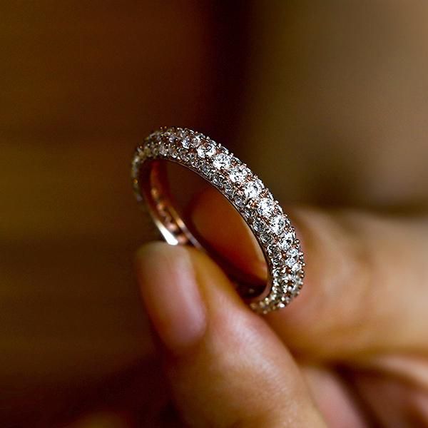 Susan | Rose Gold Eternity Created White Sapphire Wedding Band