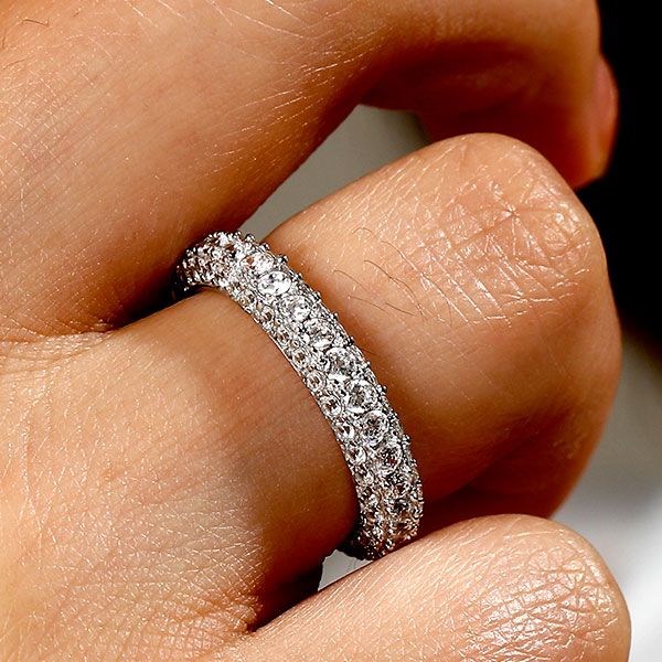 Lilianna |  Micro Pave Eternity Wedding Band For Women Silver Band