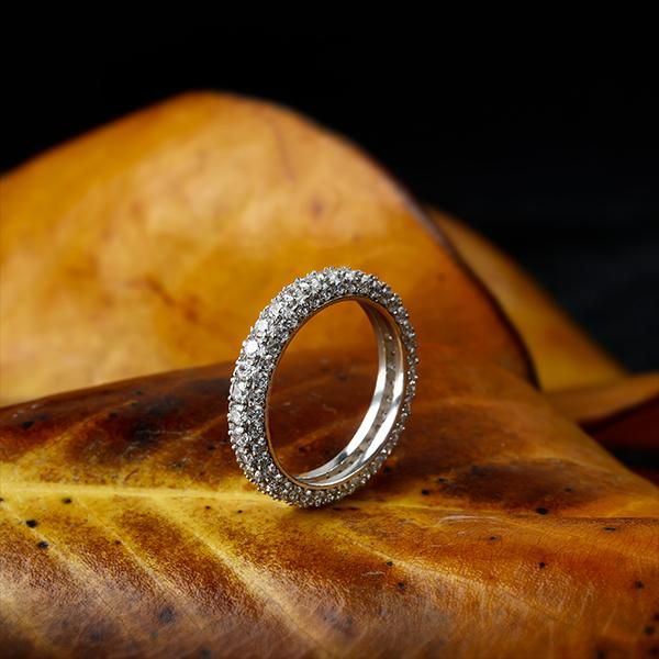 Lilianna |  Micro Pave Eternity Wedding Band For Women Silver Band