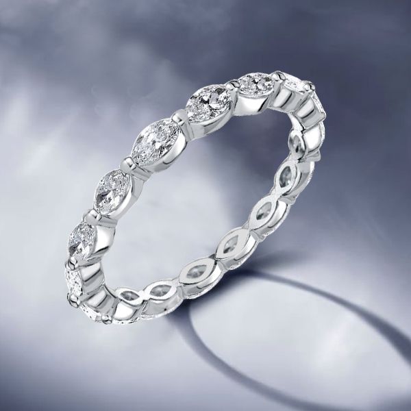 Celine | Eternity Marquise Created White Sapphire Wedding Band