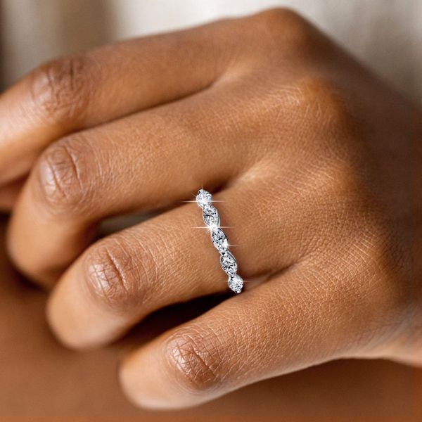 Celine | Eternity Marquise Created White Sapphire Wedding Band
