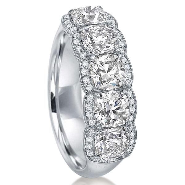 Aadhya | Halo Cushion Created White Sapphire Wedding Band